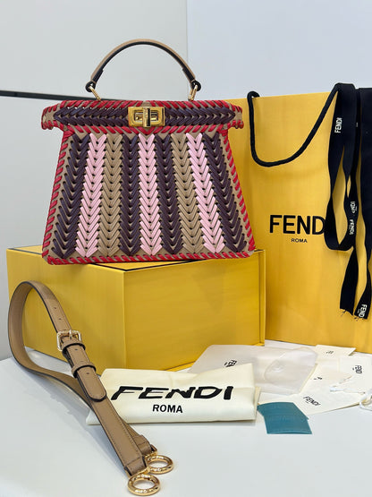 Fendi Peekaboo ISeeU Woven Leather Handbag