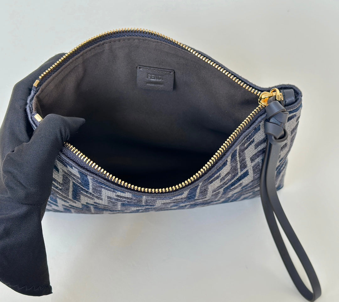Fendi Gradient Double F Logo Calfskin Clutch Bag