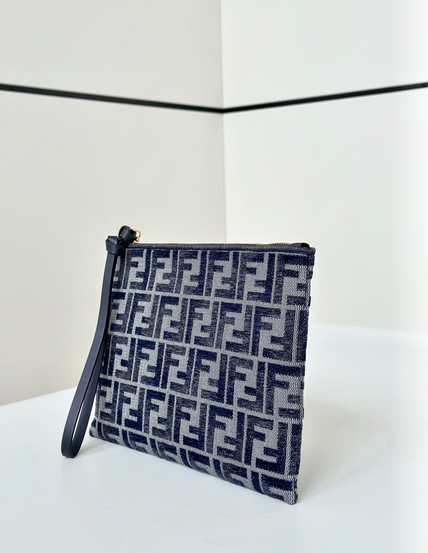 Fendi Gradient Double F Logo Calfskin Clutch Bag