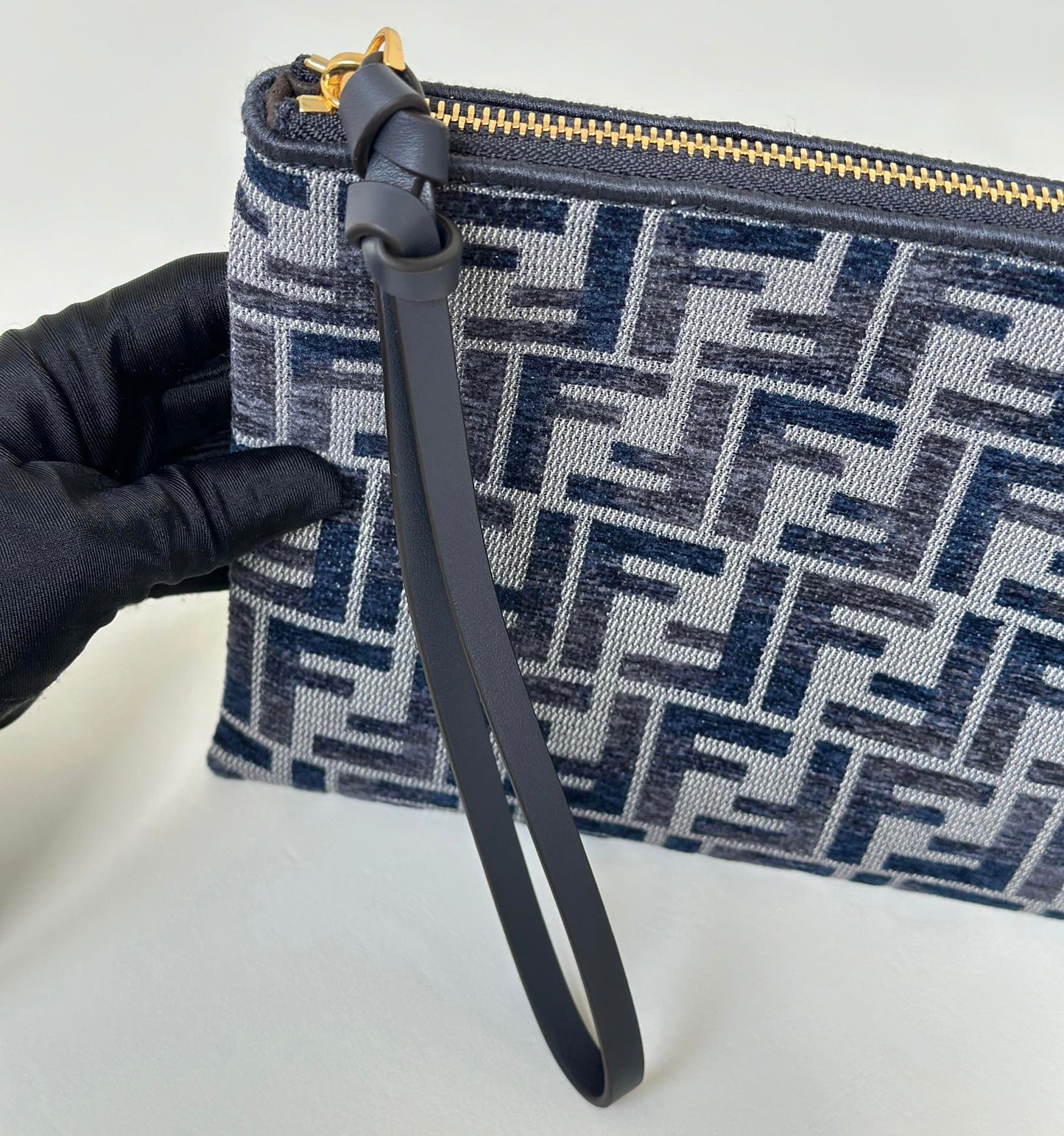 Fendi Gradient Double F Logo Calfskin Clutch Bag