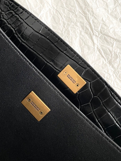 Balenciaga Rodeo Crocodile-Embossed Handbag