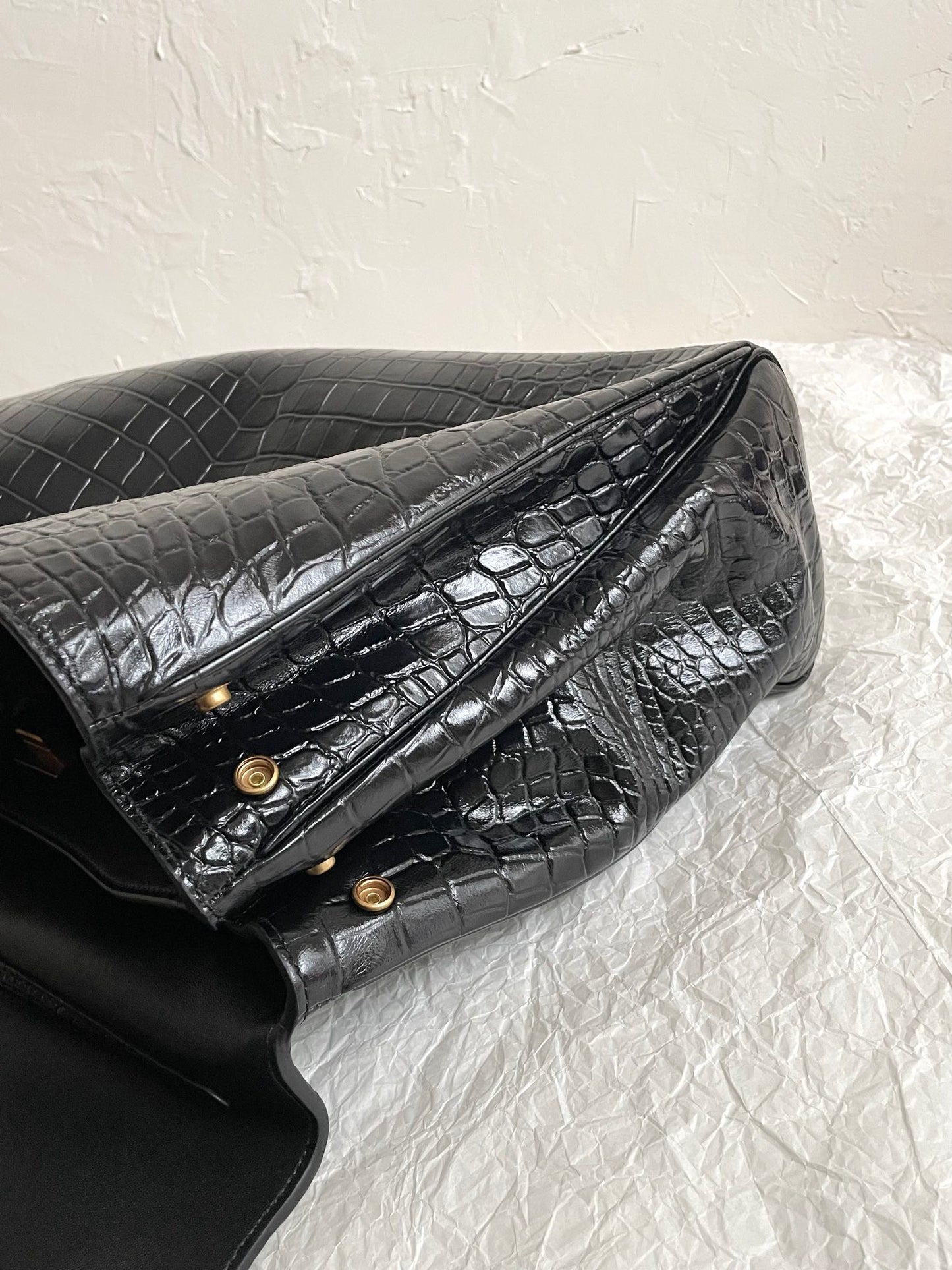 Balenciaga Rodeo Crocodile-Embossed Handbag