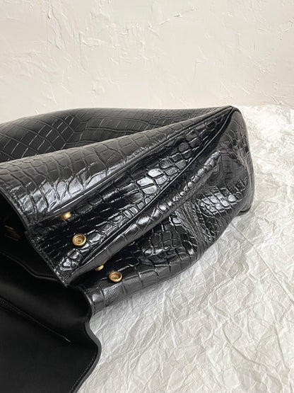 Balenciaga Rodeo Crocodile-Embossed Handbag