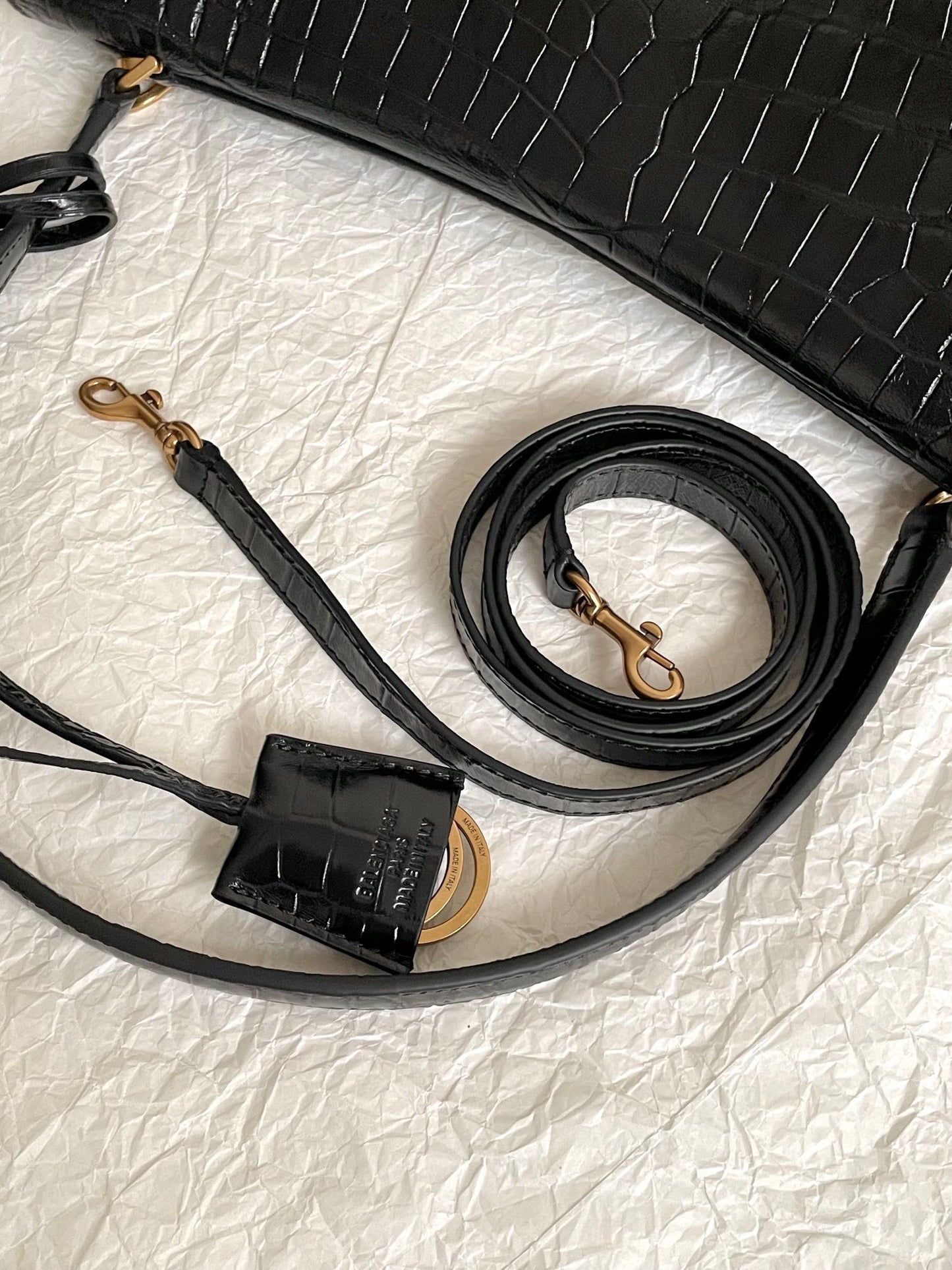 Balenciaga Rodeo Crocodile-Embossed Handbag
