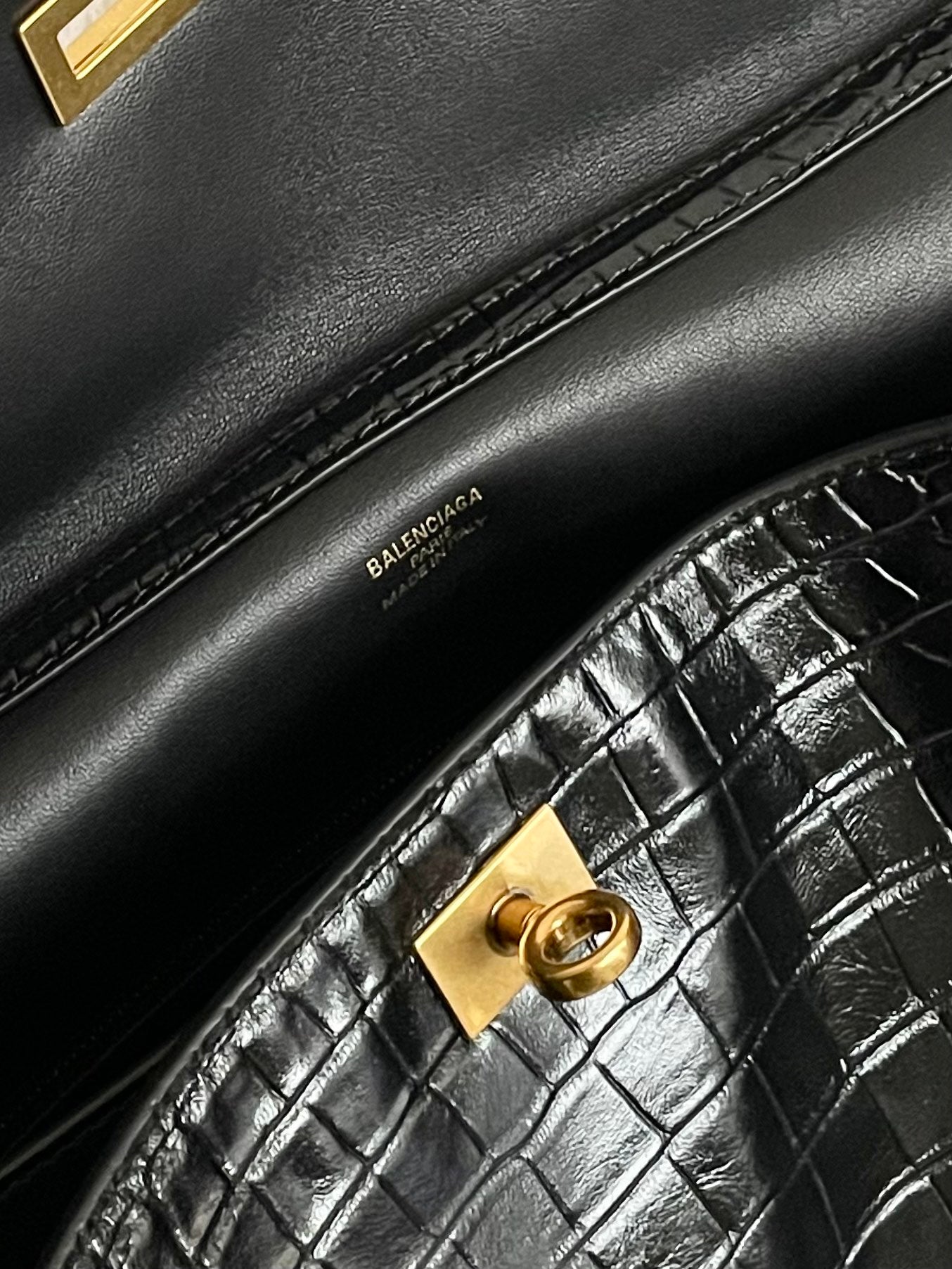 Balenciaga Rodeo Crocodile-Embossed Handbag