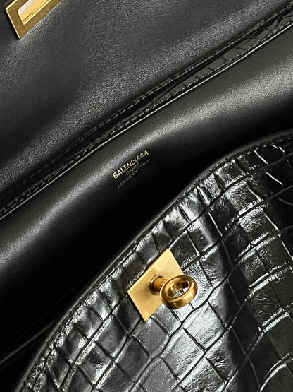 Balenciaga Rodeo Crocodile-Embossed Handbag
