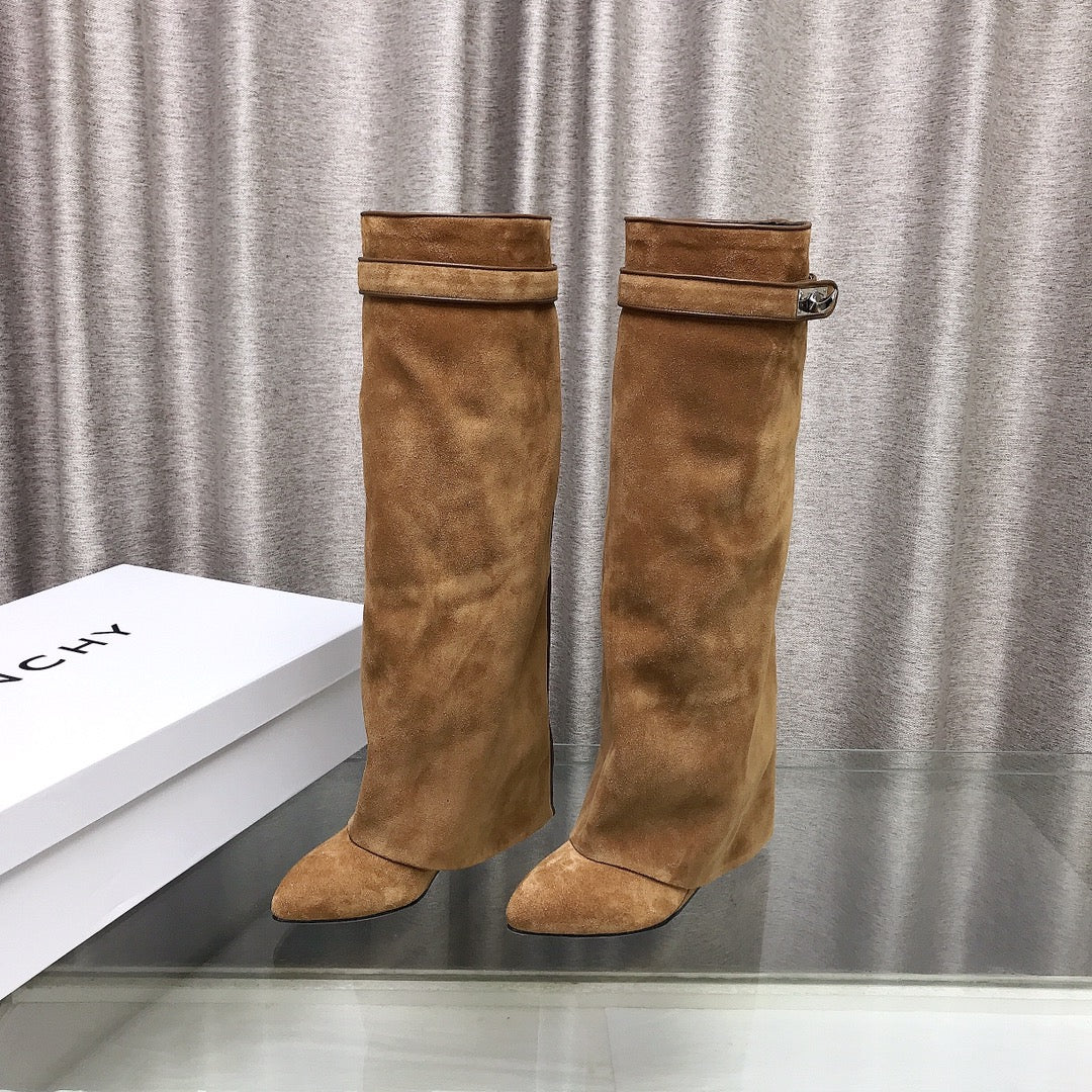 Givenchy Shark Tooth Leather Knee-High Boots