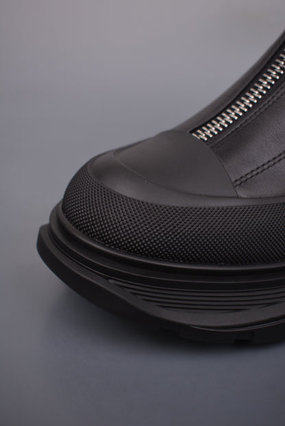 Alexander McQueen Tread Slick Front-Zip Ankle Boots