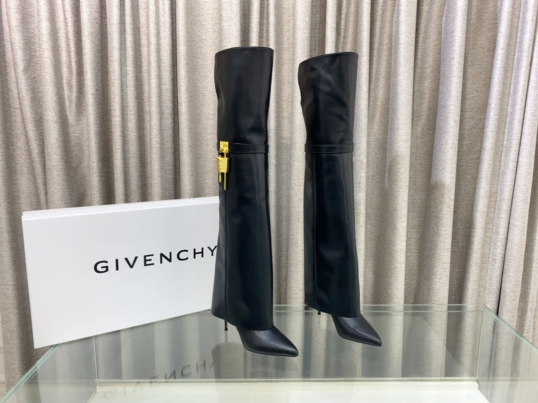 Givenchy Glossy Leather Knee-High Boots