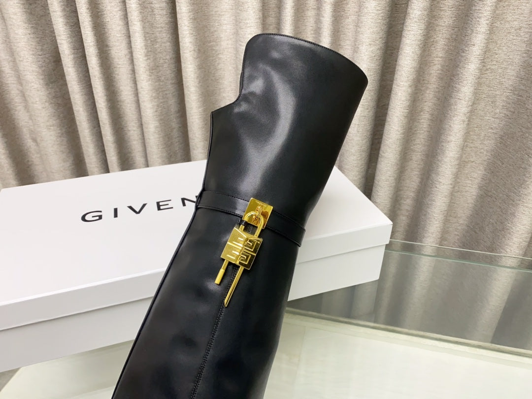 Givenchy Glossy Leather Knee-High Boots