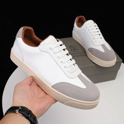 Brunello Cucinelli Calfskin and Suede Sneakers