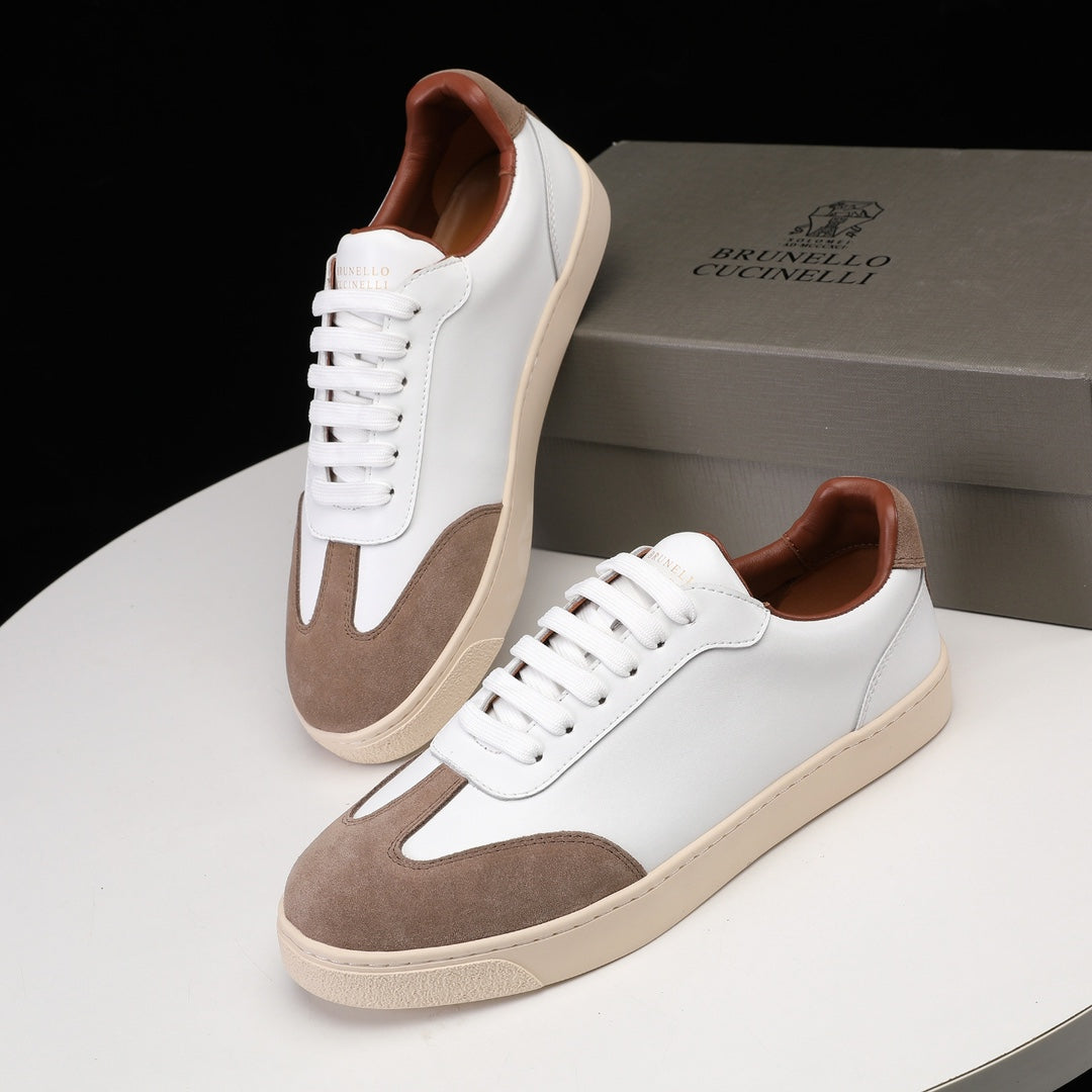 Brunello Cucinelli Calfskin and Suede Sneakers