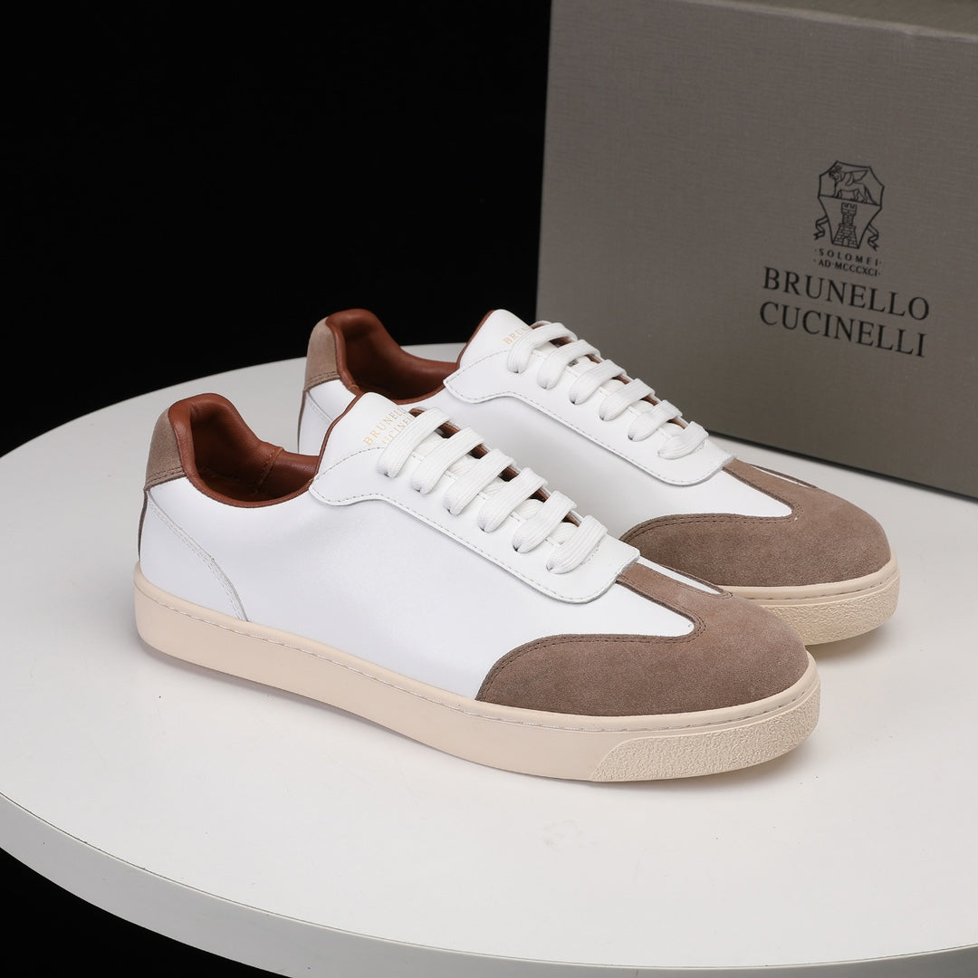 Brunello Cucinelli Calfskin and Suede Sneakers