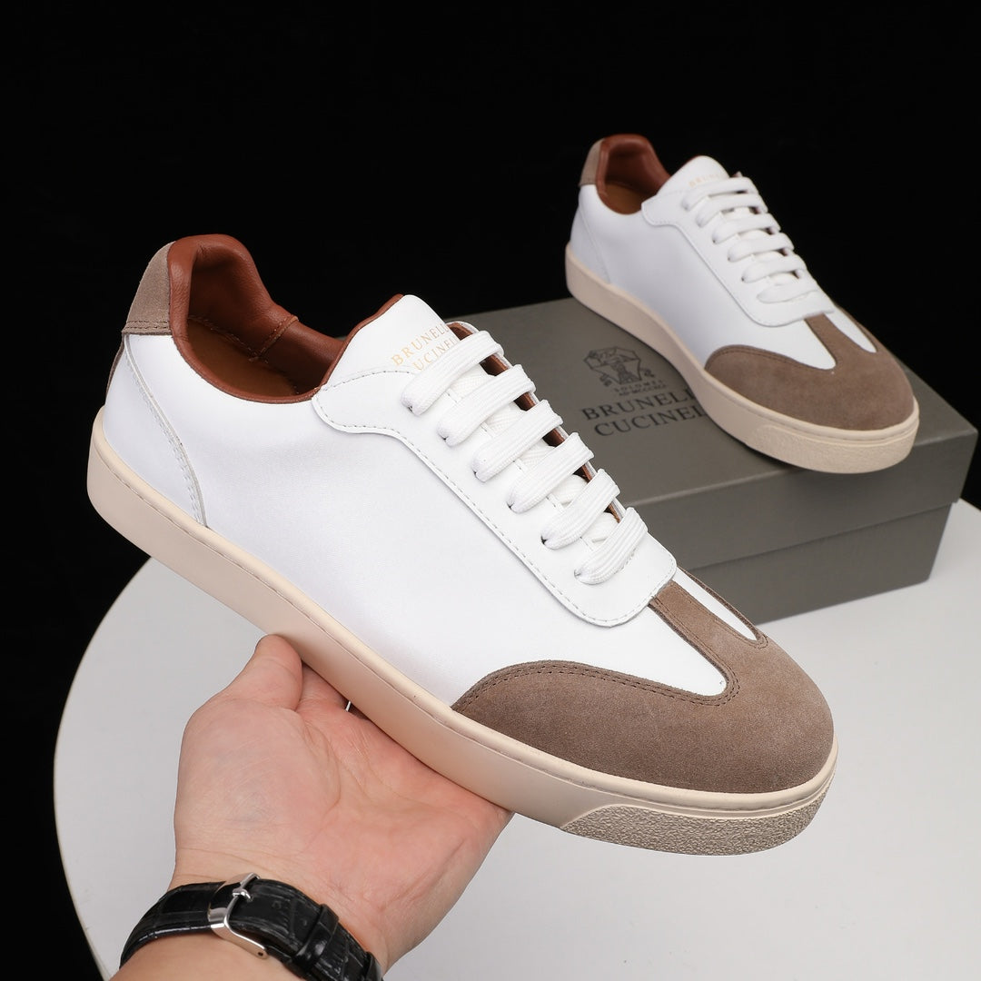 Brunello Cucinelli Calfskin and Suede Sneakers