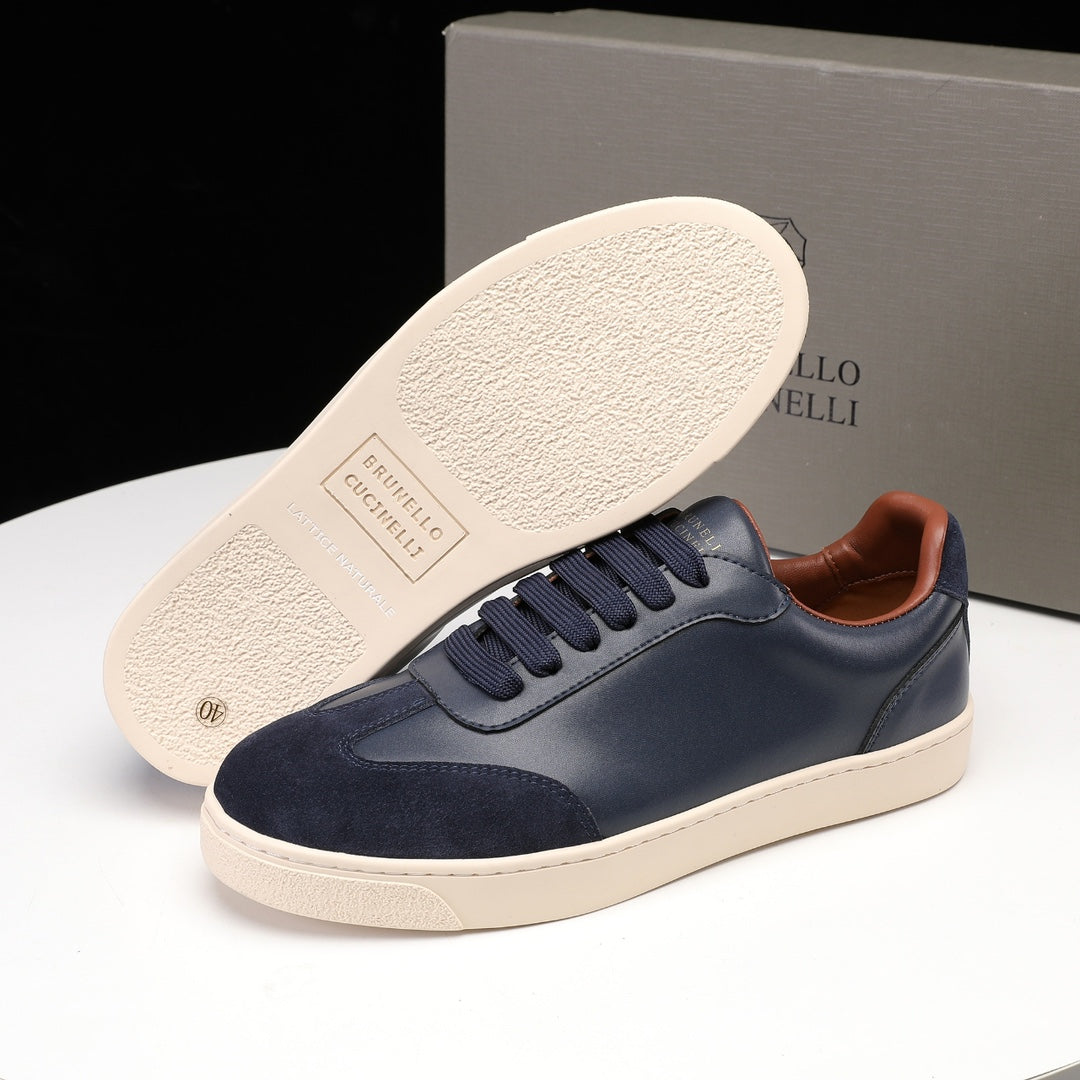 Brunello Cucinelli Calfskin and Suede Sneakers