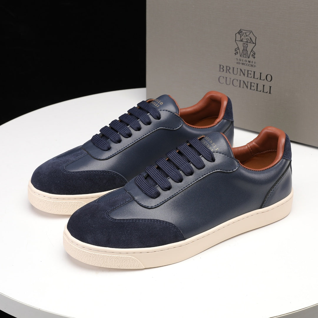 Brunello Cucinelli Calfskin and Suede Sneakers