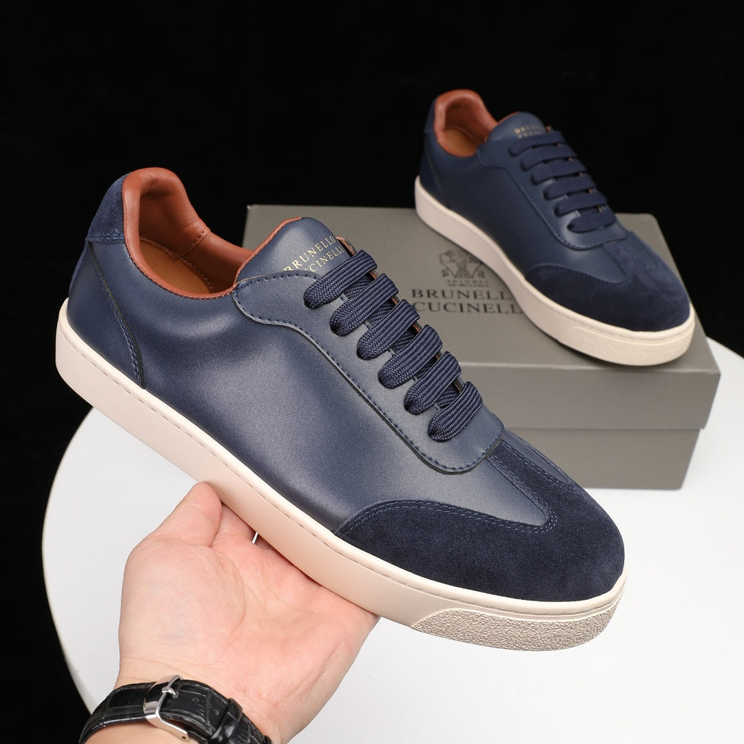 Brunello Cucinelli Calfskin and Suede Sneakers