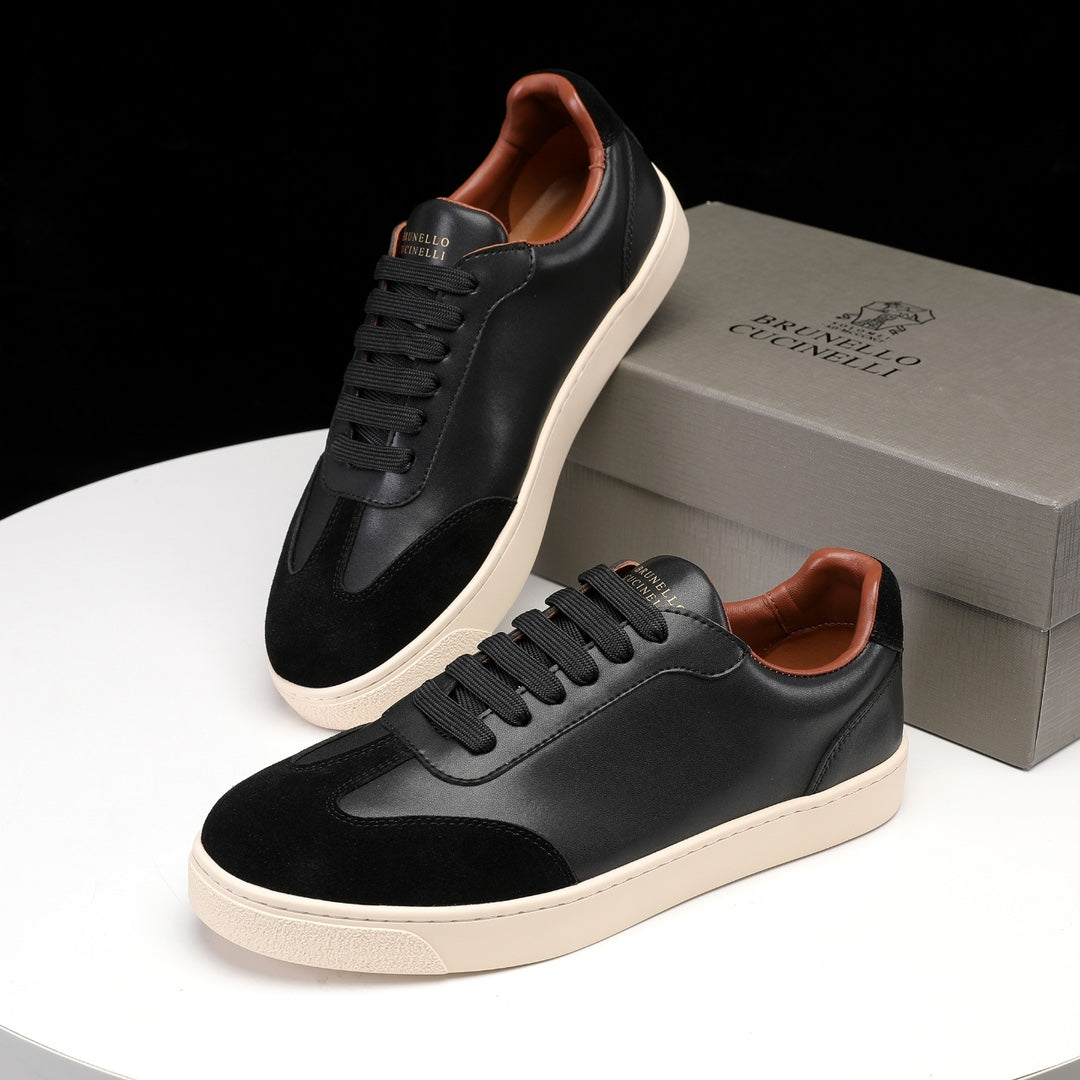 Brunello Cucinelli Calfskin and Suede Sneakers