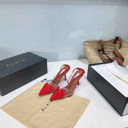 Alaïa Heart PVC Pointed Toe Slingback Mules – Spring/Summer Collection – 25SS