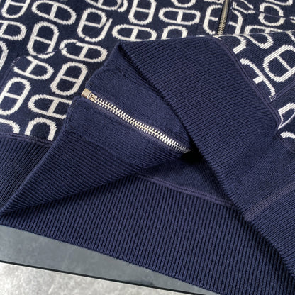 Hermès Classic Jacquard Cashmere Hooded Cardigan