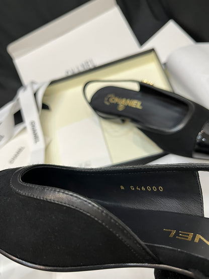 Chanel Suede Slingback Flat Sandals