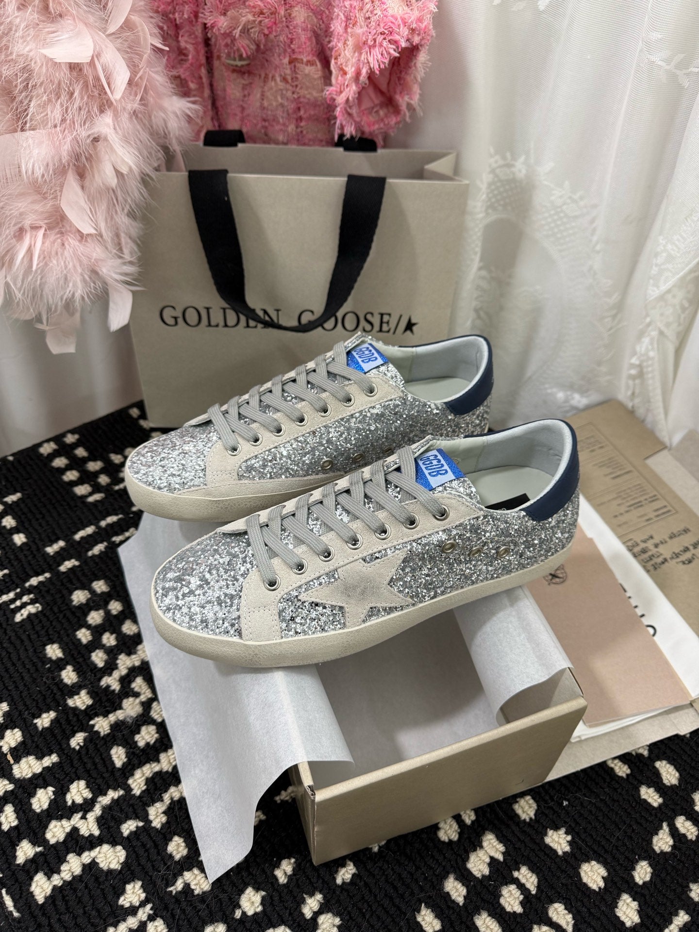 Golden Goose Super Star Rhinestone Leather Sneakers