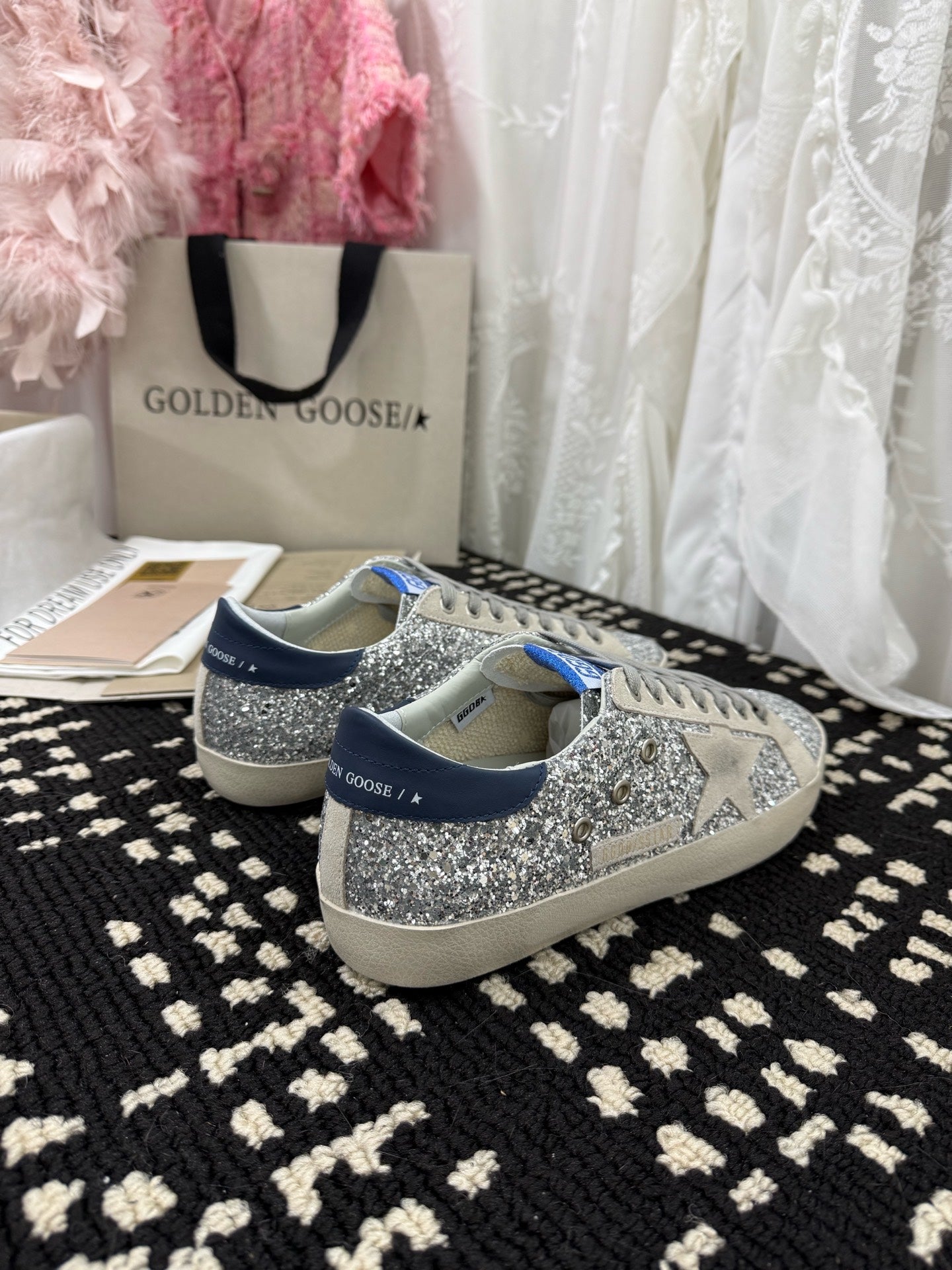 Golden Goose Super Star Rhinestone Leather Sneakers