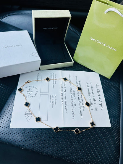 Van Cleef & Arpels Vintage Alhambra Gold Onyx Necklace – 2025 Collection