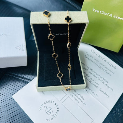 Van Cleef & Arpels Vintage Alhambra Gold Onyx Necklace – 2025 Collection
