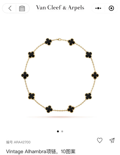Van Cleef & Arpels Vintage Alhambra Gold Onyx Necklace – 2025 Collection