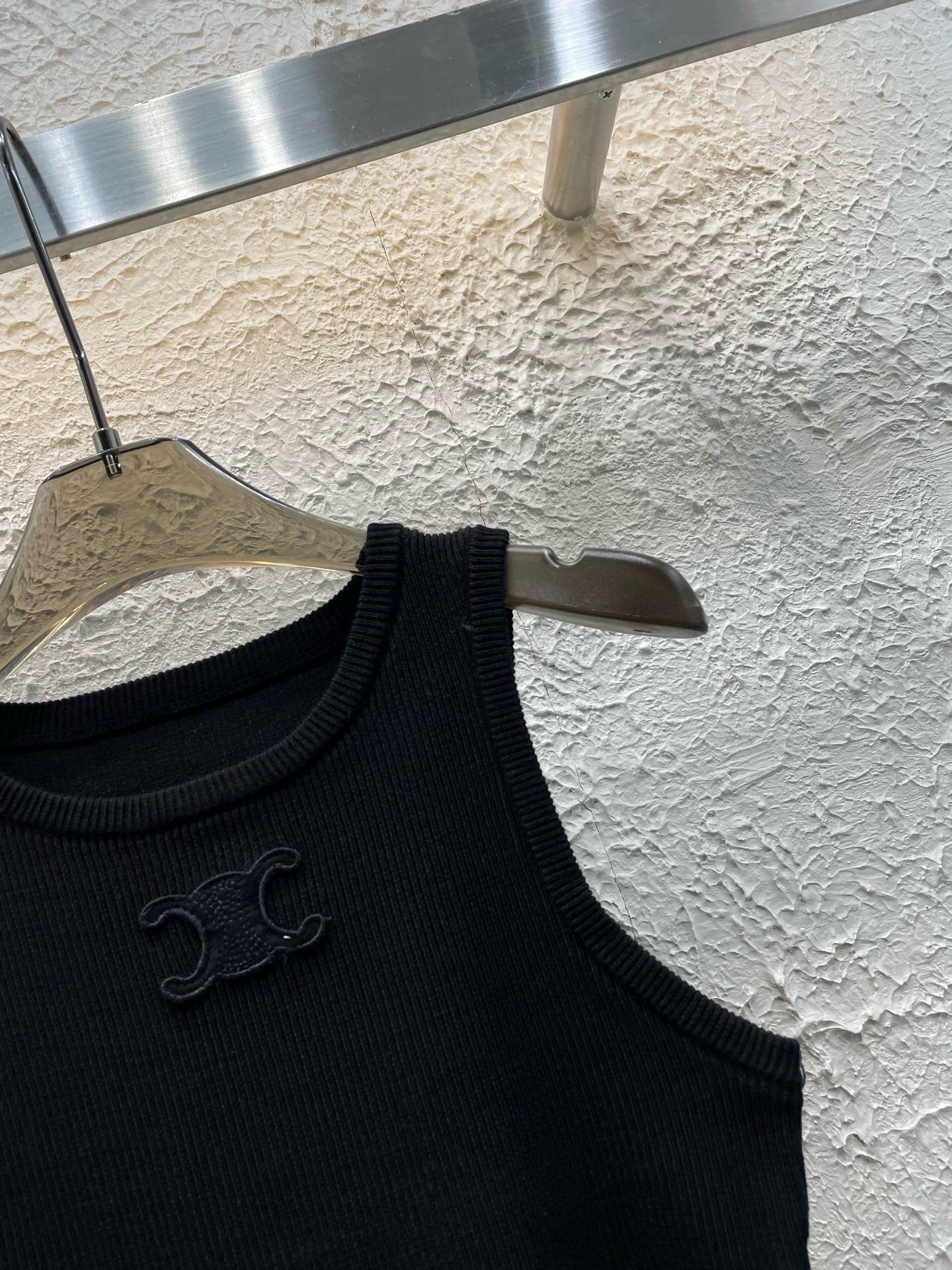 Celine Triomphe Embroidered Crewneck Knit Tank Top