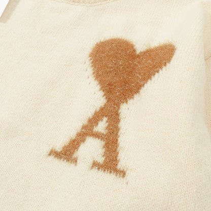 AMI Paris Gold Thread Heart Jacquard Sweater – 24FW Limited Edition