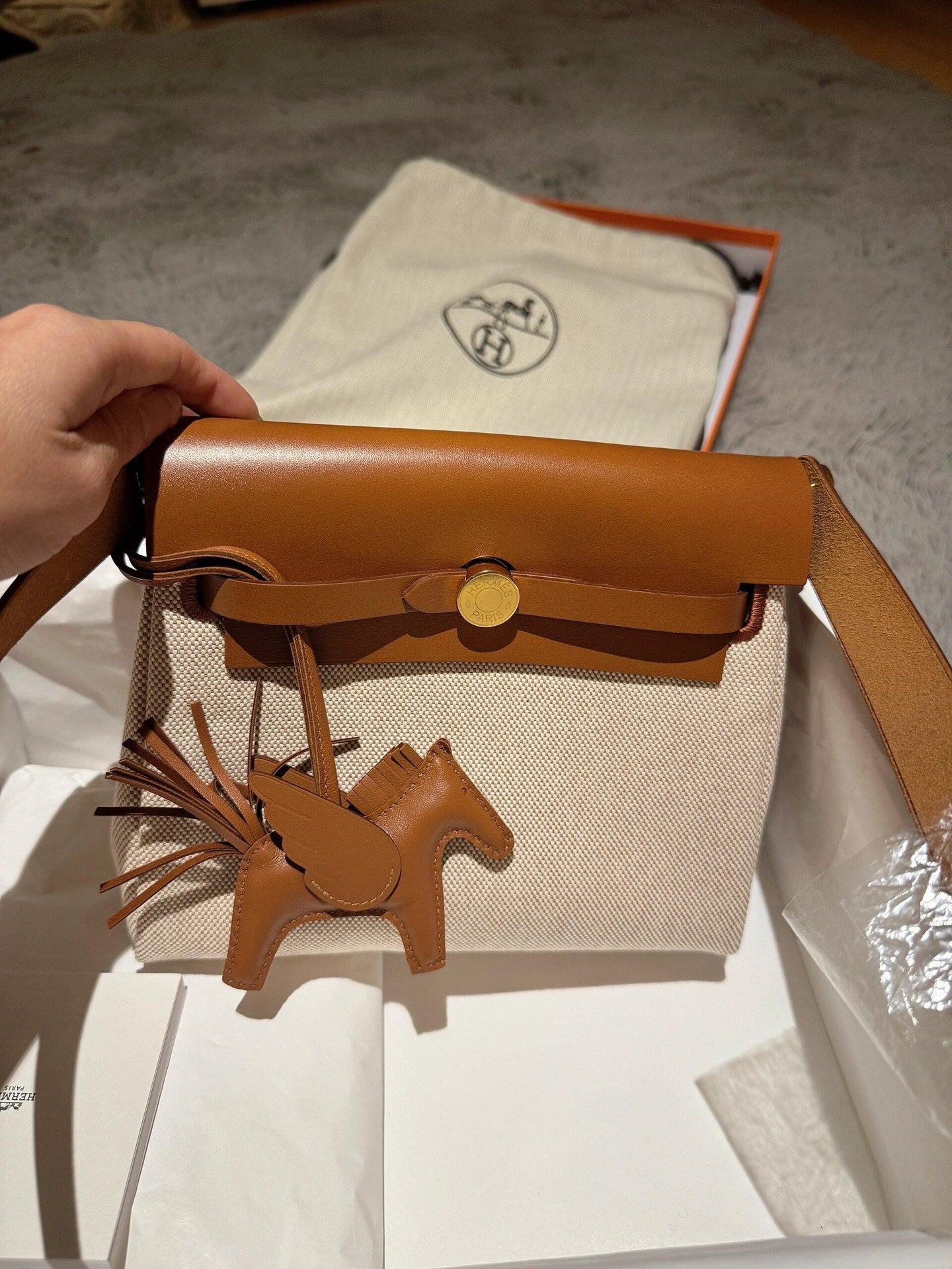 Hermès Herbag 20 Mini Canvas Woven Handbag