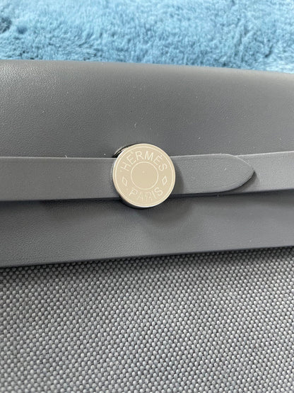 Hermès Herbag 20 Slate Grey Canvas Bag