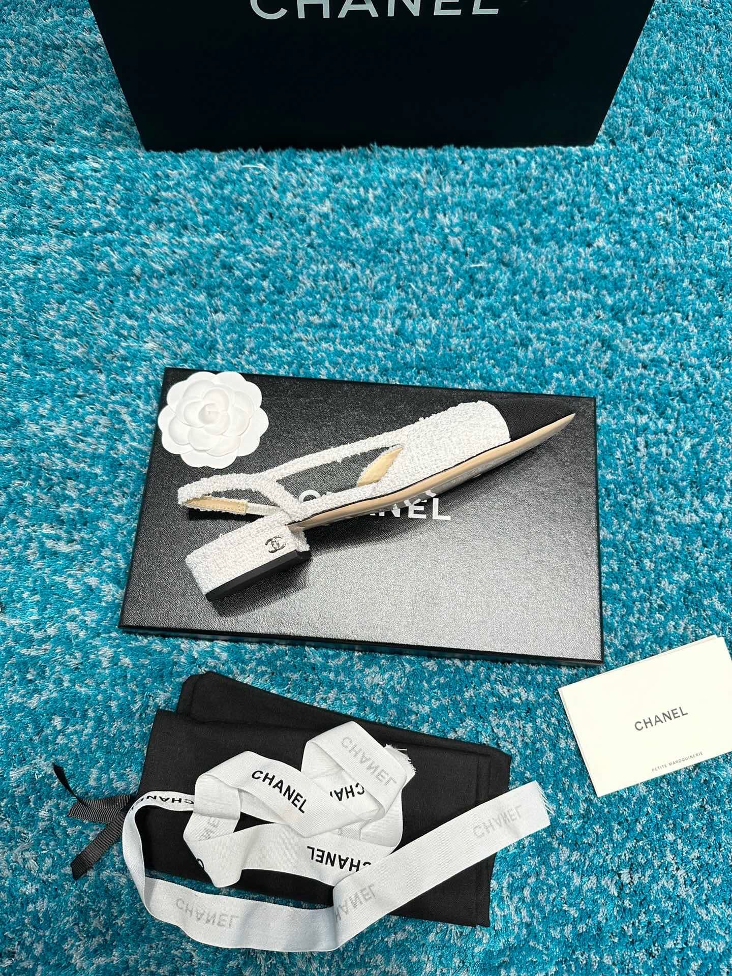 Chanel Two-Tone Slingback Heeled Sandals