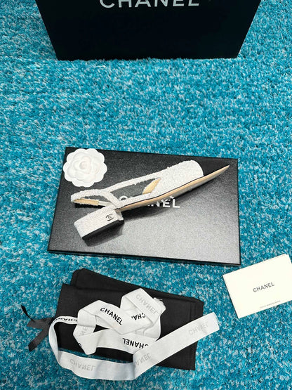 Chanel Two-Tone Slingback Heeled Sandals