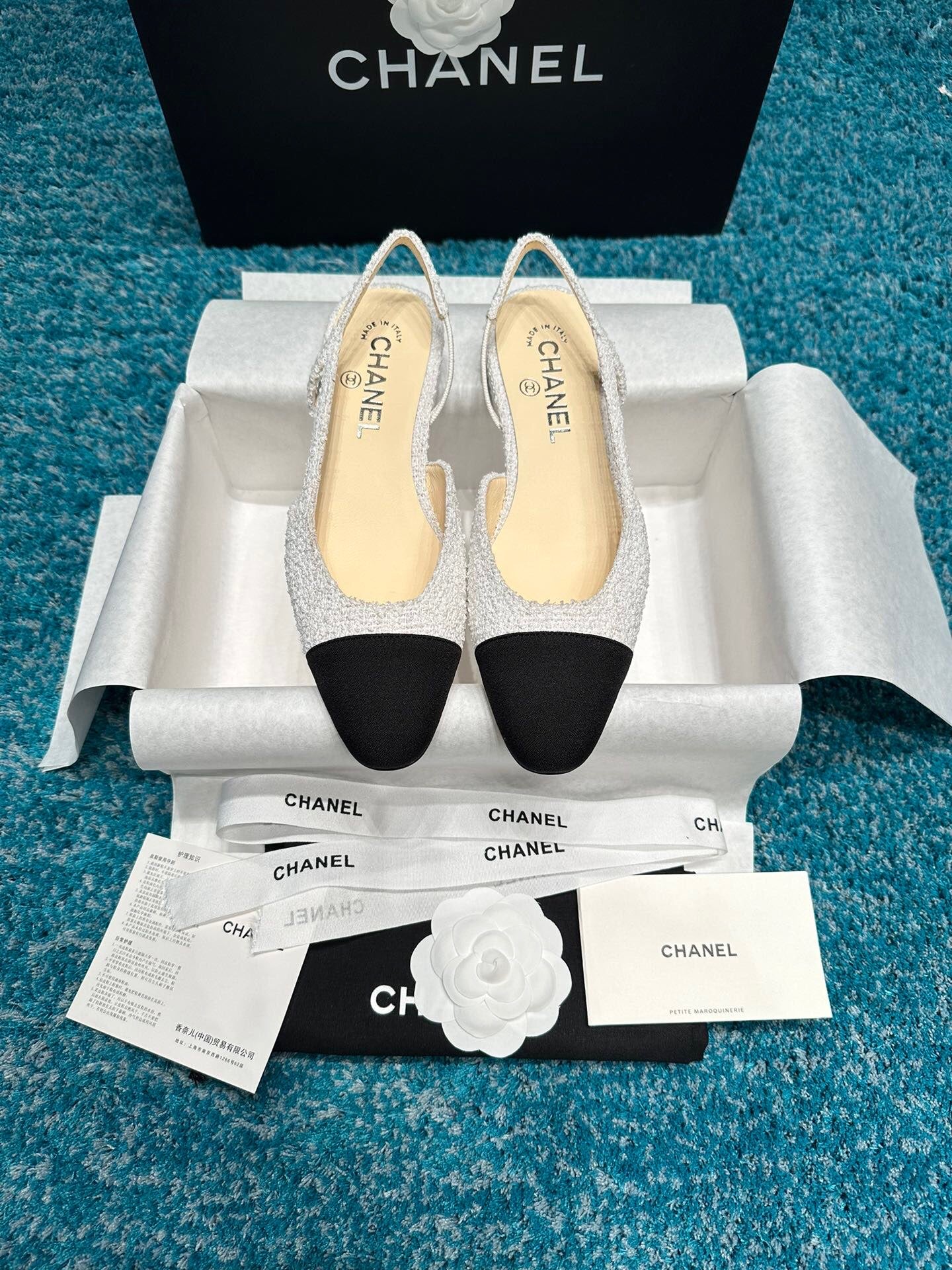 Chanel Two-Tone Slingback Heeled Sandals