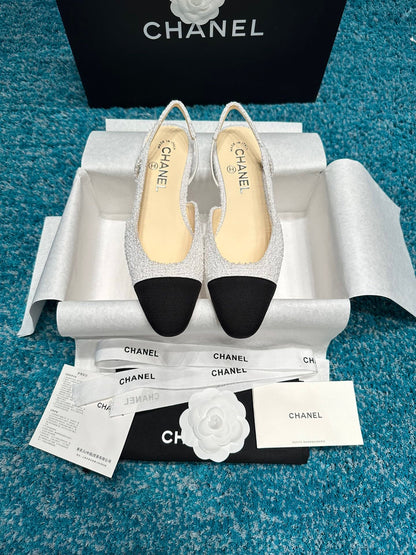 Chanel Two-Tone Slingback Heeled Sandals