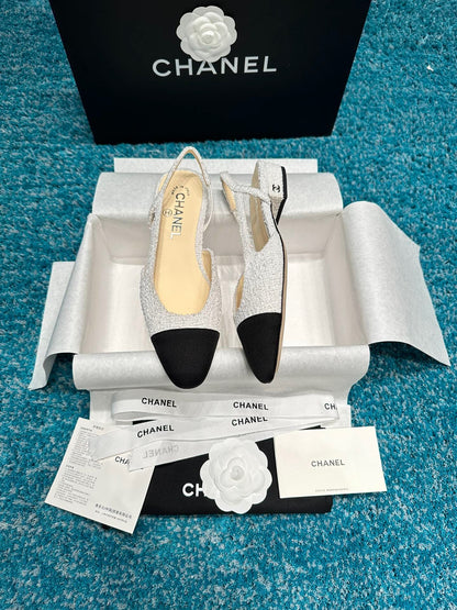 Chanel Two-Tone Slingback Heeled Sandals