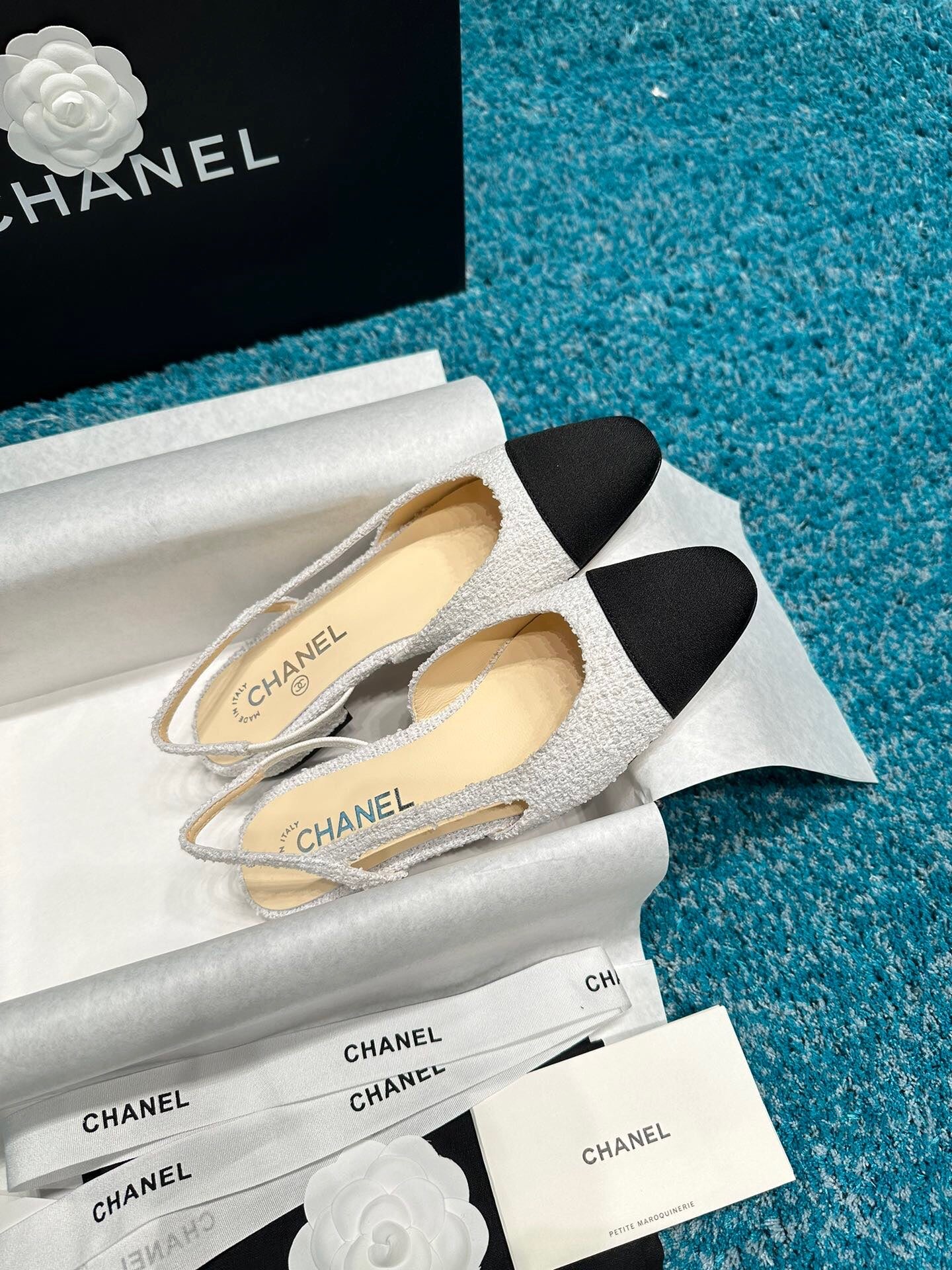 Chanel Two-Tone Slingback Heeled Sandals