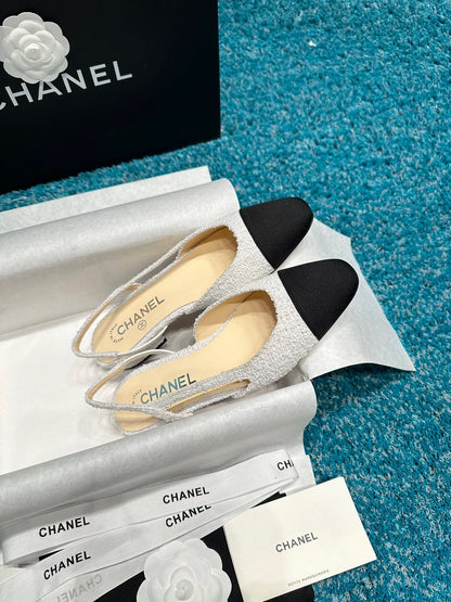 Chanel Two-Tone Slingback Heeled Sandals