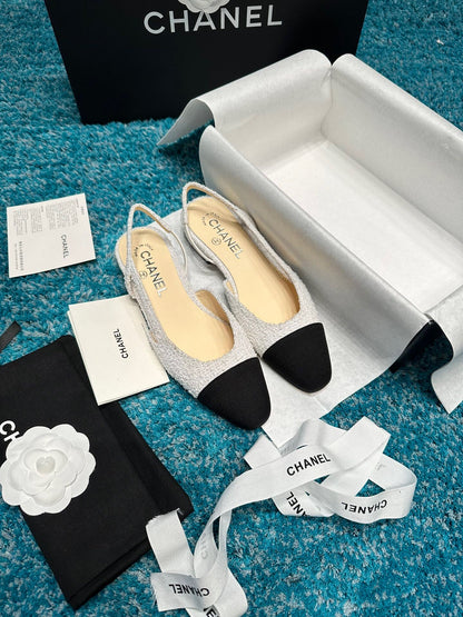 Chanel Two-Tone Slingback Heeled Sandals