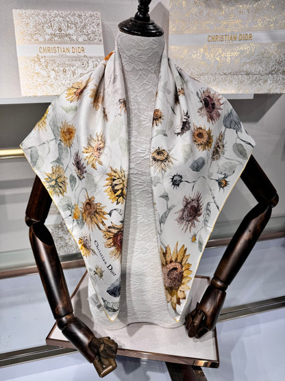 Dior Daisy Reversible Silk Twill Scarf – 2025 Spring Collection