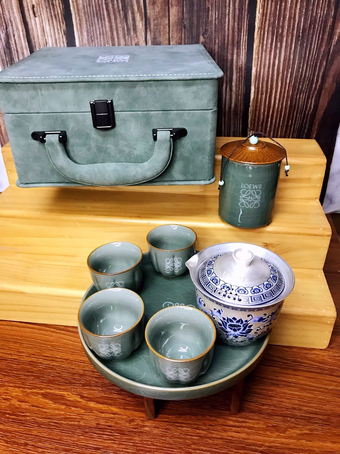 Loewe Pure Silver Geyao Ice Crackle Tea Set