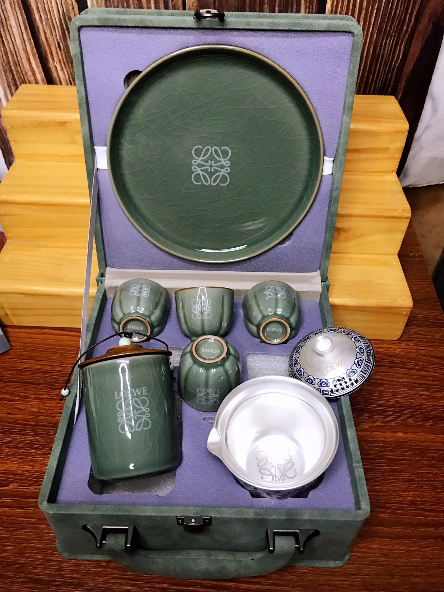 Loewe Pure Silver Geyao Ice Crackle Tea Set