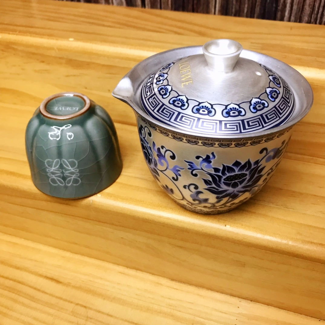 Loewe Pure Silver Geyao Ice Crackle Tea Set