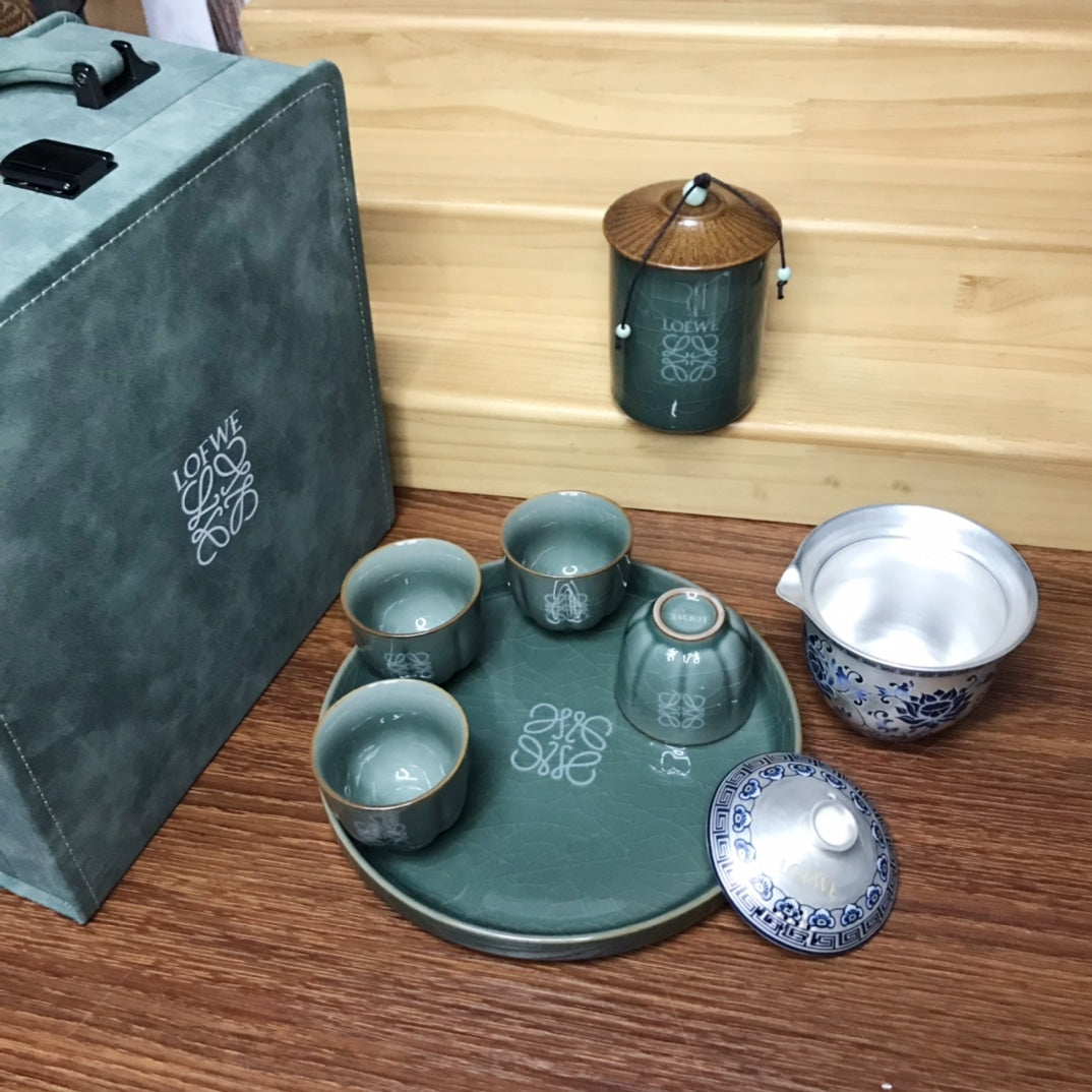 Loewe Pure Silver Geyao Ice Crackle Tea Set