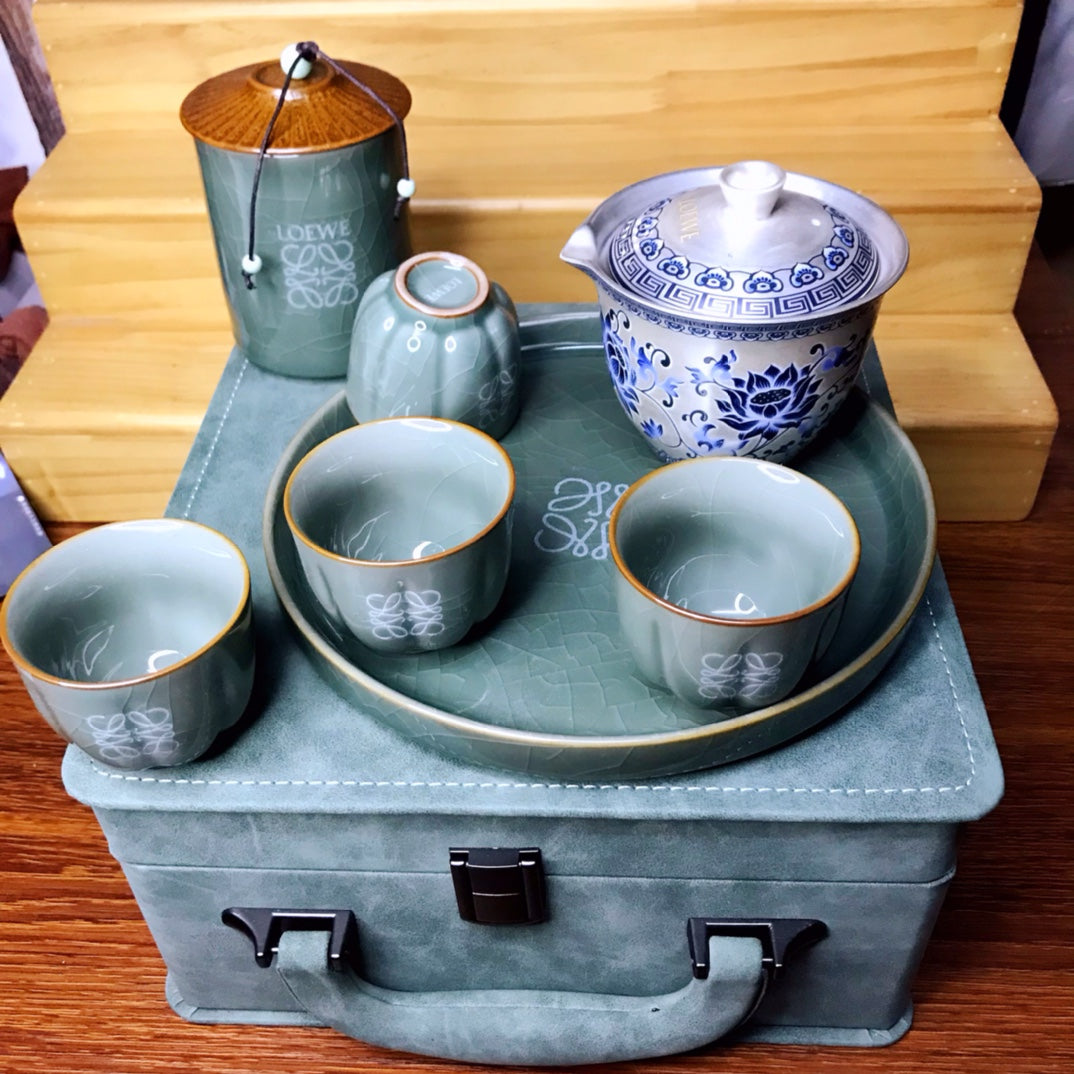Loewe Pure Silver Geyao Ice Crackle Tea Set