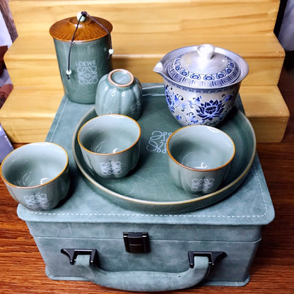 Loewe Pure Silver Geyao Ice Crackle Tea Set