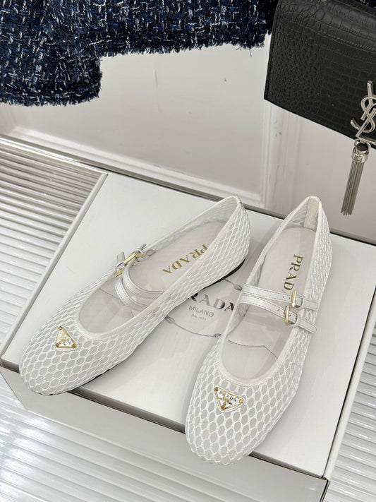 Prada Classic Mesh Mary Jane Flats